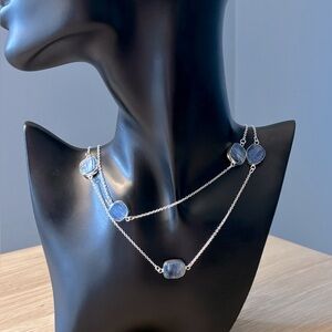 Kyanite sterling silver filled long necklace